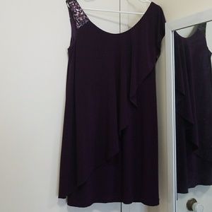 Night Way Assymetric Short Eggplant Purple Dress